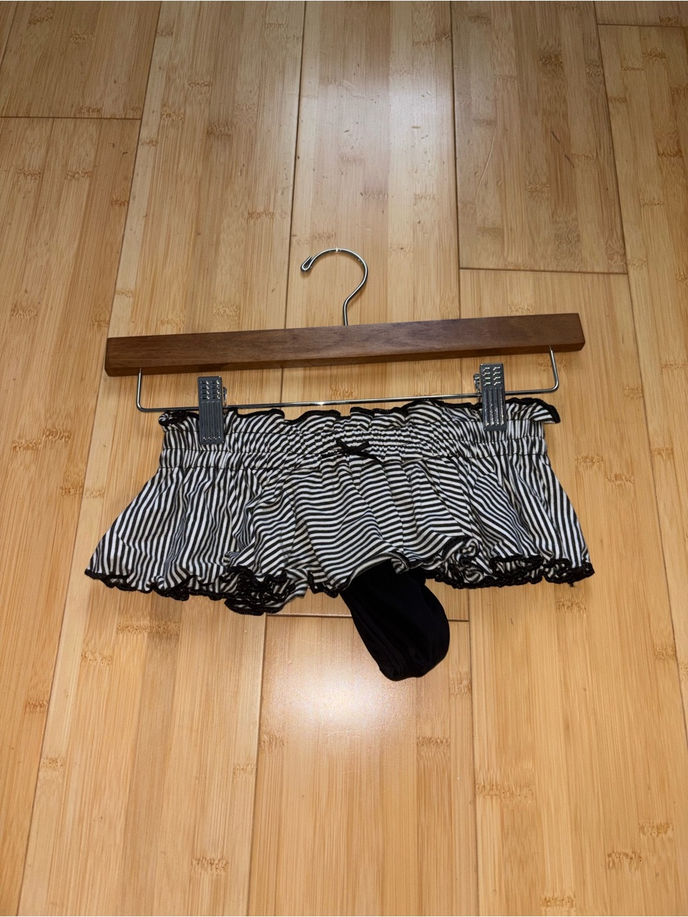 Women’s Black & White Striped Ruffle Swim Skirt